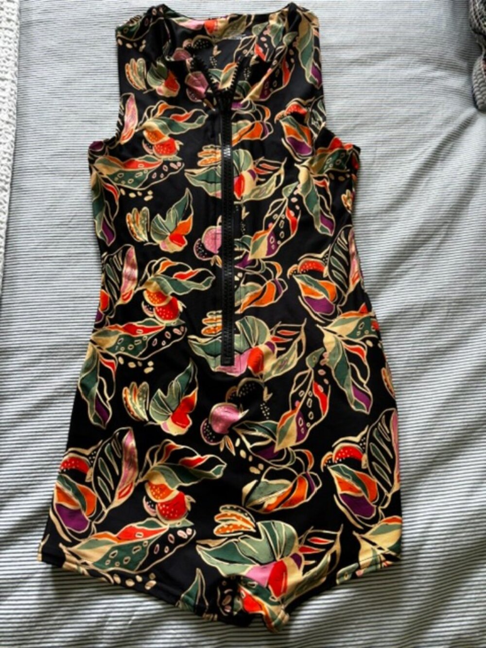 Stone Fox Floral One Piece Swimsuit with Zipper Front Size M